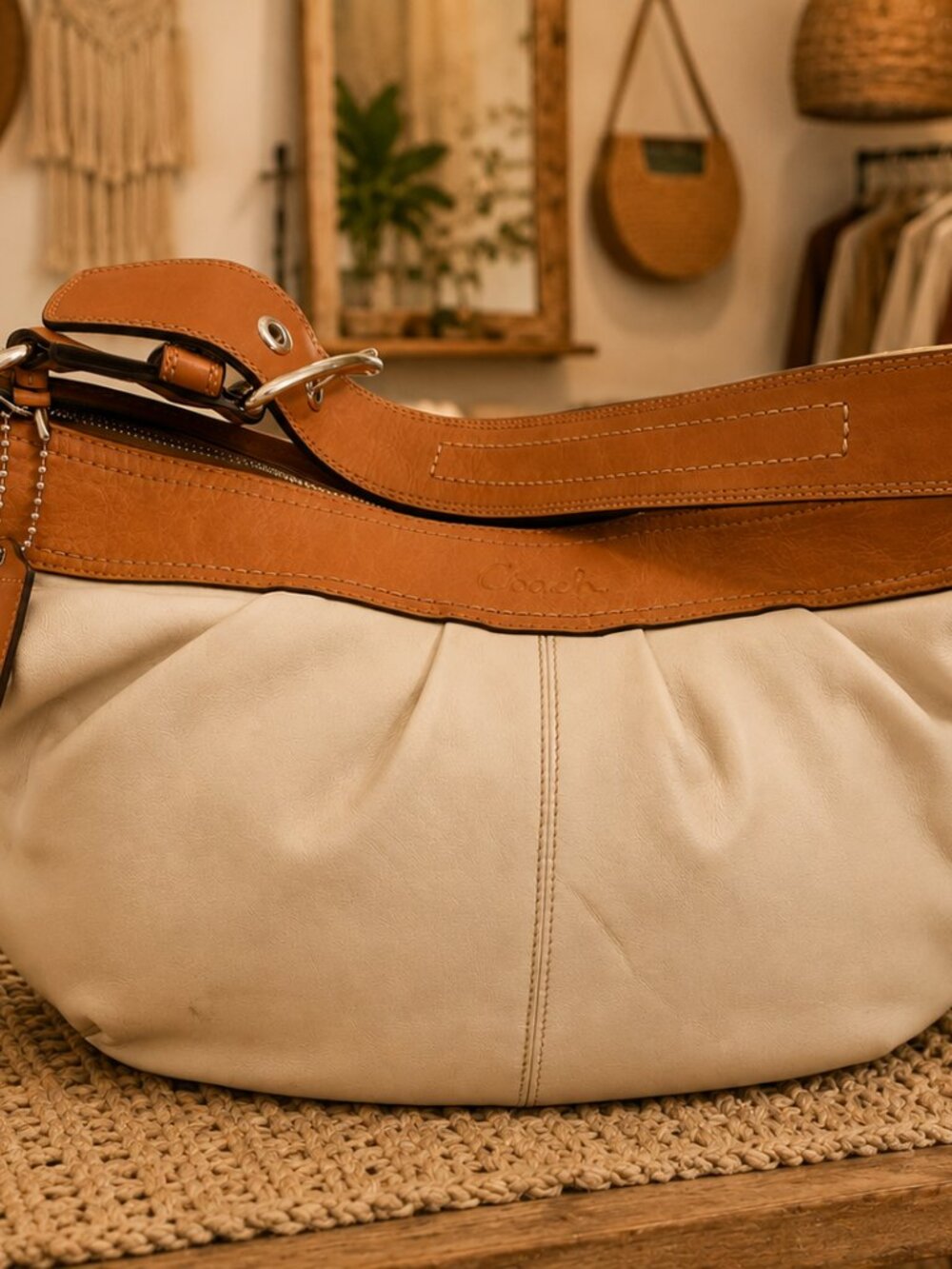 Coach White Leather Soho Hobo Shoulder Bag